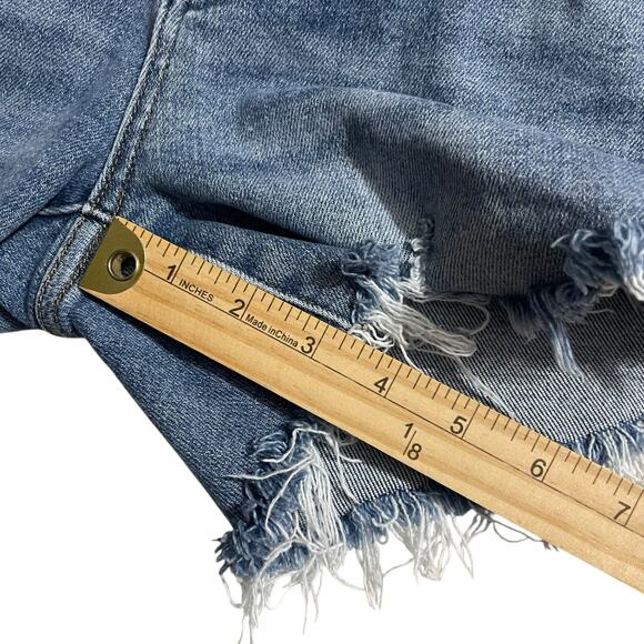 Judy Blue Womens Jean Shorts Size 3/26 Mid Rise Zip Fly Cut Off Distressed Denim - Picture 10 of 11